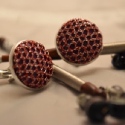 Red and Purple Large Bobbin Lace Cuff Links