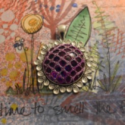 Purple Flower Bobbin Lace Pendant